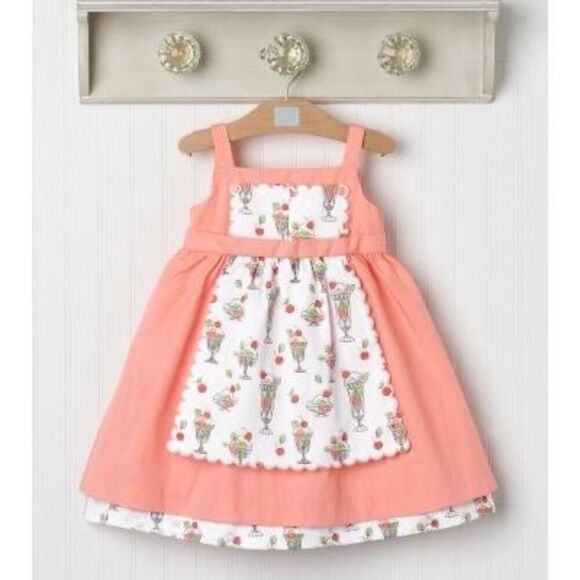 Janie And Jack Pink Sundae Ice Cream Social Apron Dress Size 4T - Picture 2 of 10